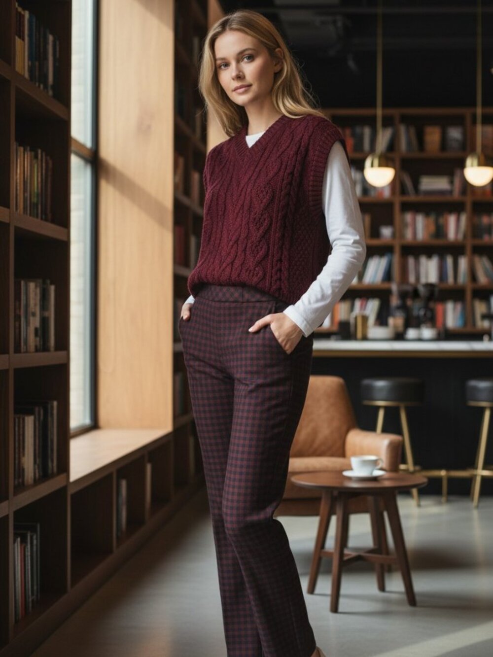 J.Jill Ponte Slim Leg Academia Pull On Ankle Trousers Checkered Size S